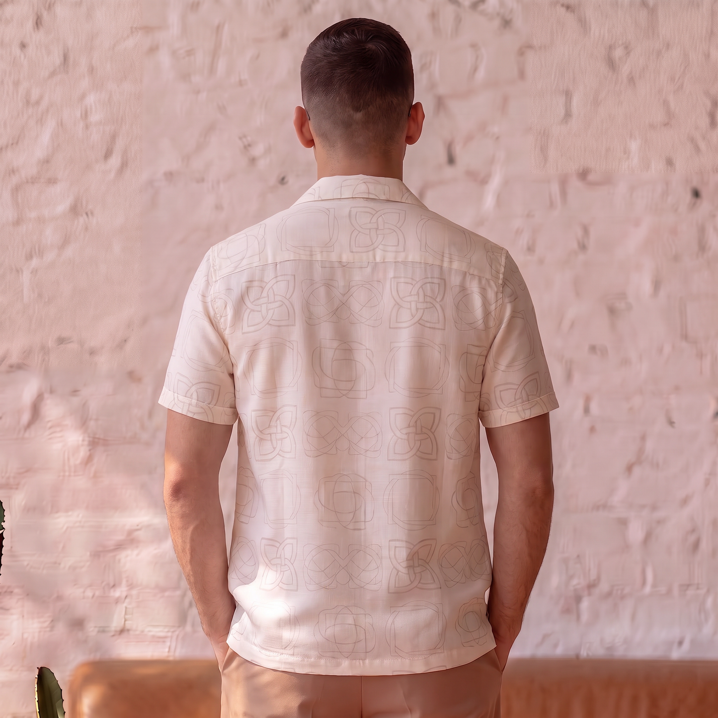 Celtic Knot Signature Print Linen Satin Cuban Shirt| The Heritage Edition