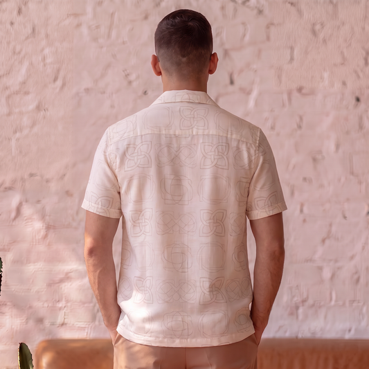 Celtic Knot Signature Print Linen Satin Cuban Shirt| The Heritage Edition