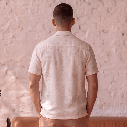 Celtic Knot Signature Print Linen Satin Cuban Shirt| The Heritage Edition