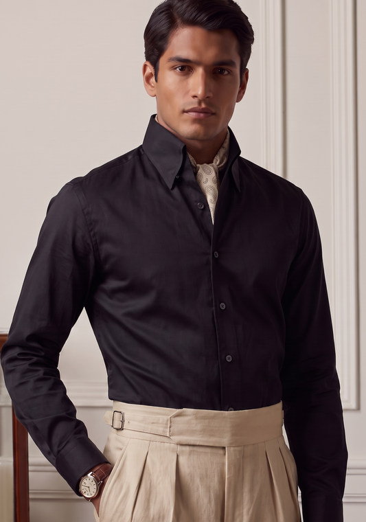 One Piece Collar Cotton Satin Shirt | The Old Money Edition