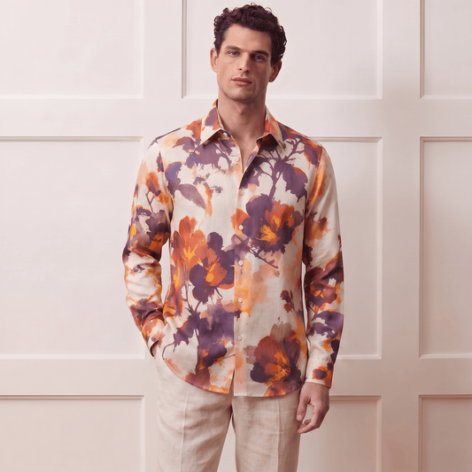 Floral Print Linen Blend Shirt| The Matinee Edition