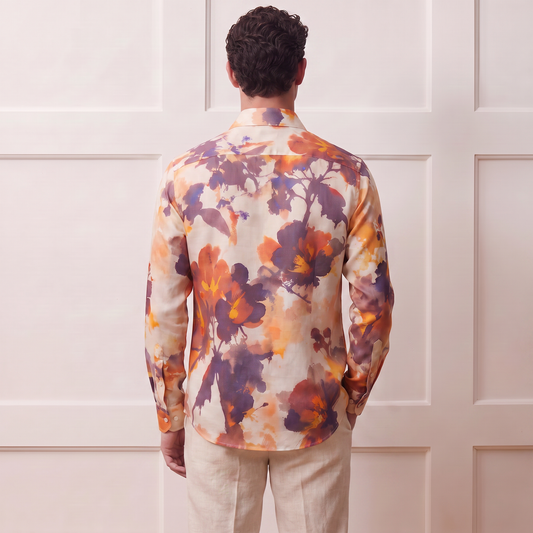 Linen satin Blend Shirt in Kyoto Print | The Matinee Edition