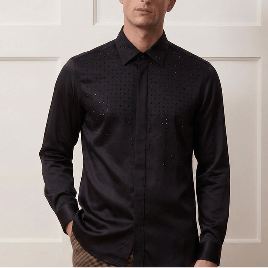 Embellished Modal Shirt With Fluid Drape | The Gala Edition