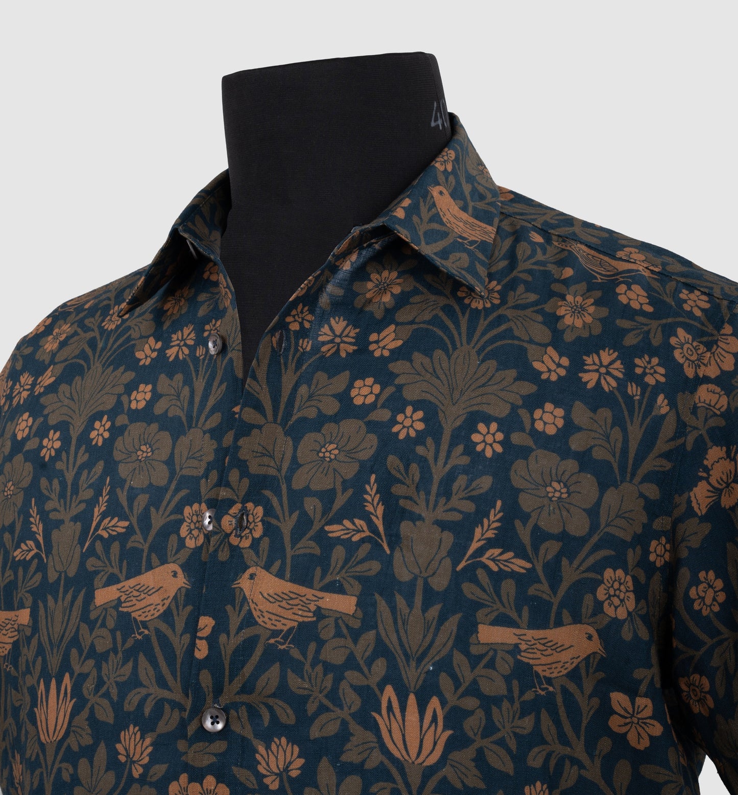 Garden print mens shirt Pure linen for Resort Luxury