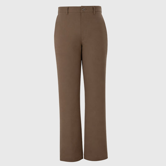Khaki brown classic fit cotton lycra trousers with twill weave and heritage buttons