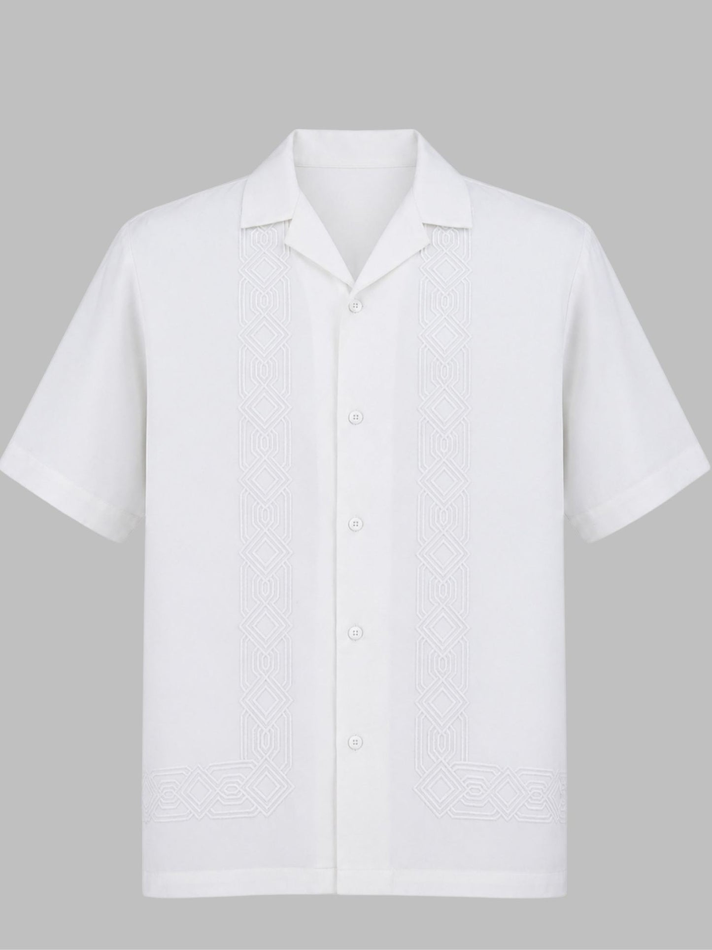 Relaxed Fit Cuban-Collar Shirt With Embroidery| The Grace Edition