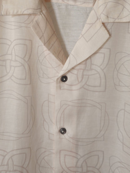 Celtic Knot Signature Print Linen Satin Cuban Shirt| The Heritage Edition