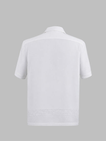 Relaxed Fit Cuban-Collar Shirt With Embroidery| The Grace Edition