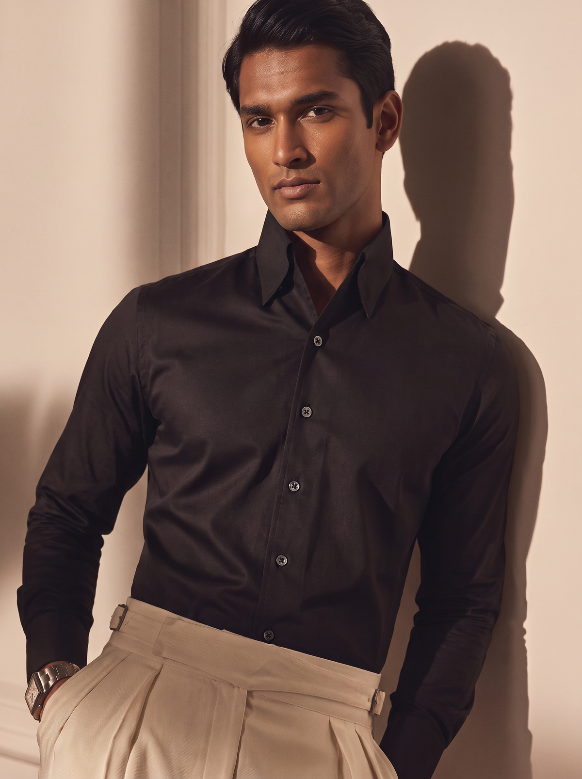 One Piece Collar Cotton Satin Shirt | The Old Money Edition 