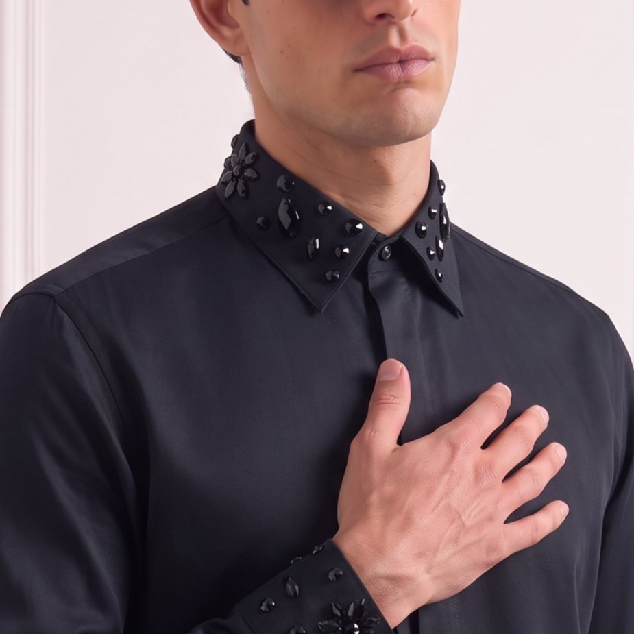 Embellished Statement Black Shirt | The Gala Edition 