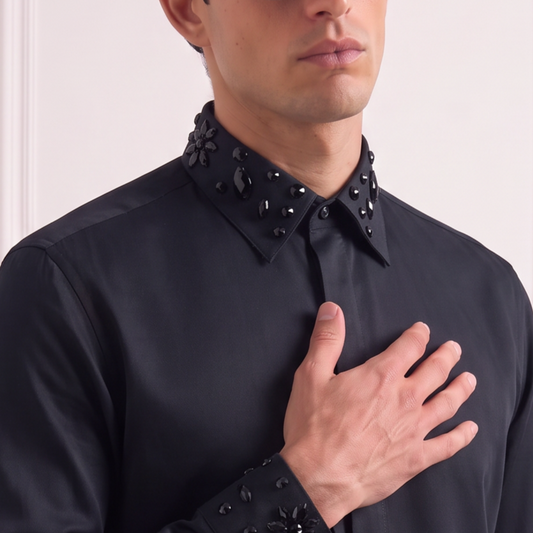 Embellished Statement Black Shirt | The Gala Edition