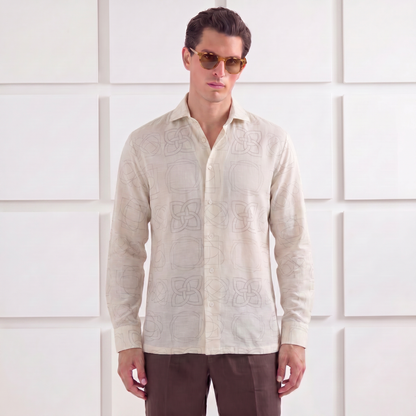 Signature Celtic Knot Print Linen Blend Shirt| The Heritage Edition