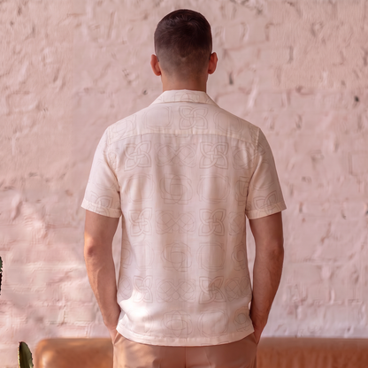 Celtic Knot Signature Print Linen Satin Cuban Shirt| The Heritage Edition