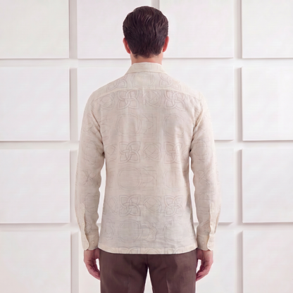 Signature Celtic Knot Print Linen Blend Shirt| The Heritage Edition
