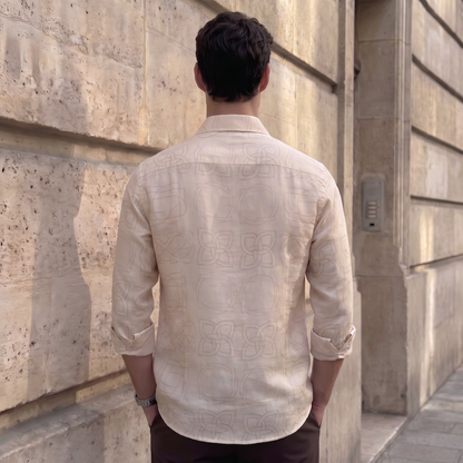 Signature Print Linen Satin Shirt| The Heritage Edition