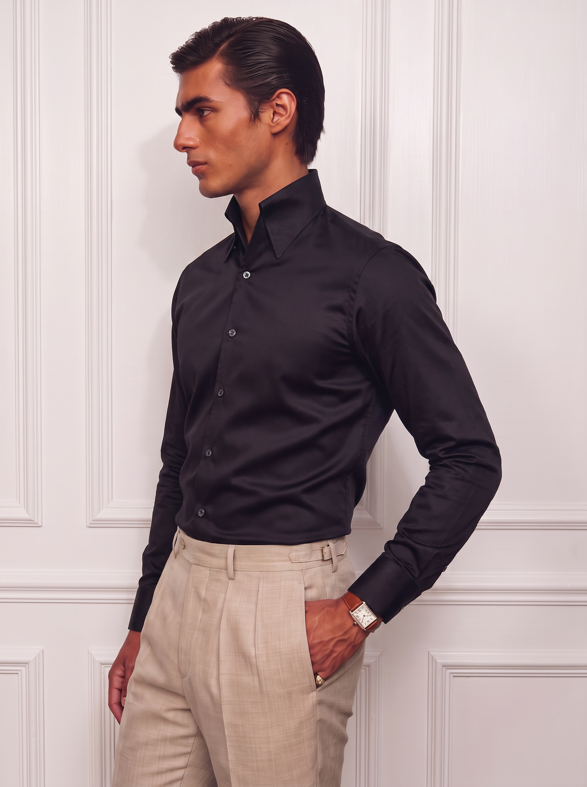 One Piece Collar Cotton Satin Shirt | The Old Money Edition 