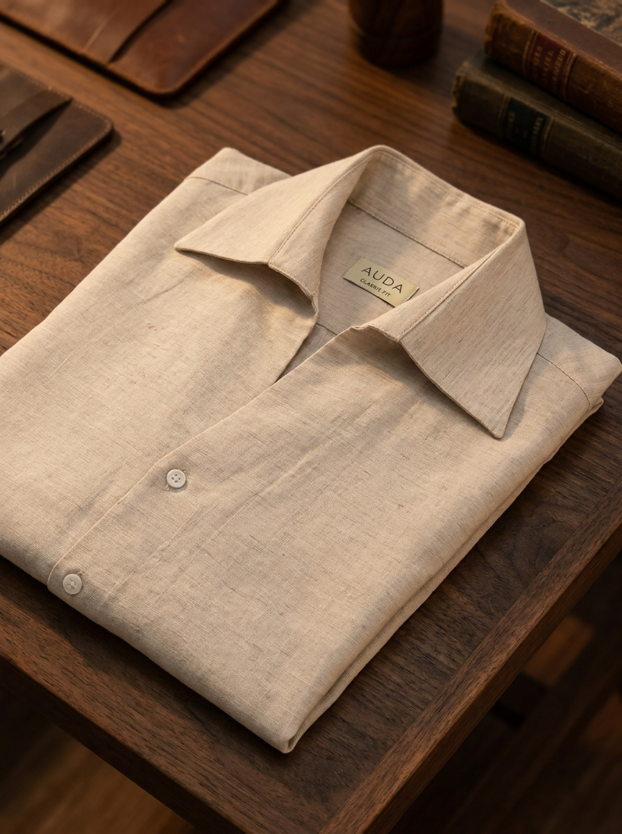 Wide Cooper Collar Linen Shirt | Old Money Edition 