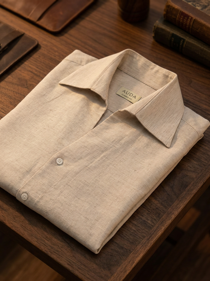 Wide Cooper Collar Linen Shirt | Old Money Edition 
