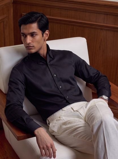 One Piece Collar Cotton Satin Shirt | The Old Money Edition 