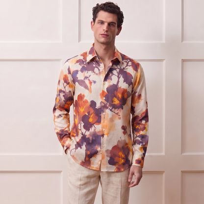 Linen satin Blend Shirt in Kyoto Print | The Matinee Edition