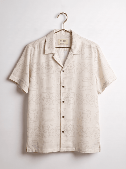 Celtic Knot Signature Print Linen Satin Cuban Shirt| The Heritage Edition