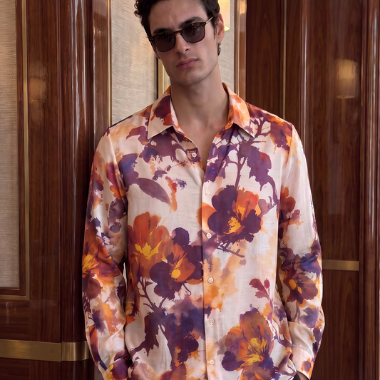 Floral Print Linen Blend Shirt| The Matinee Edition