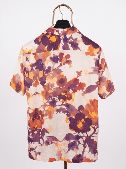 Kyoto Inspired Linen Satin Cuban Shirt| The Prive' Edition