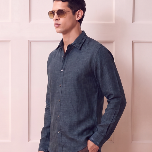 The Grace Edition: Artisanal Embroidered Pure Linen Shirt
