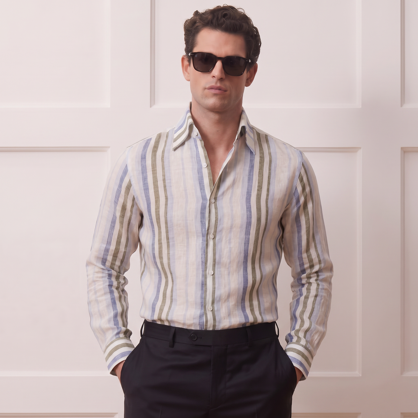 Pure Linen Cooper Shirt – Striped Smart Fit| Quite Luxury Edition