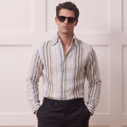Pure Linen Cooper Shirt – Striped Smart Fit| Quite Luxury Edition