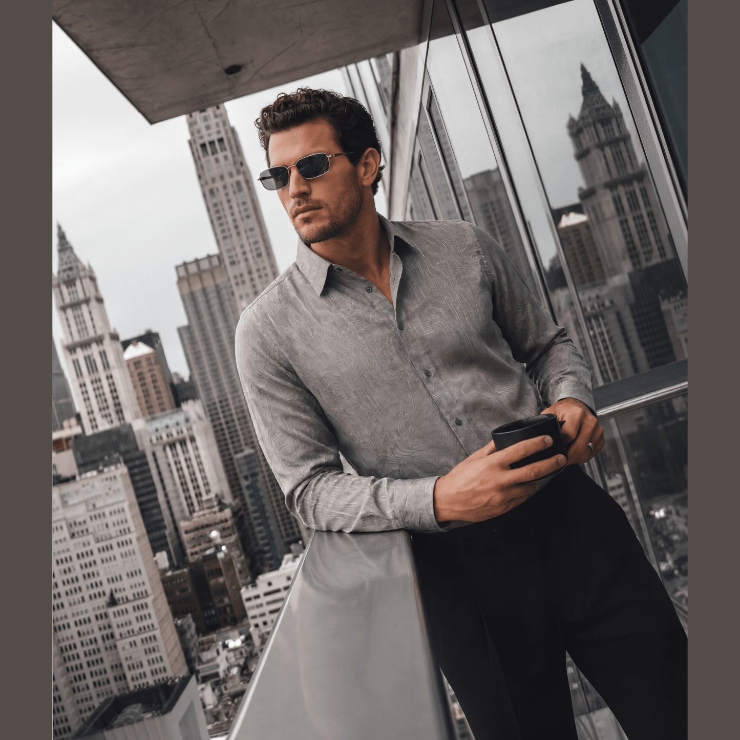 An Intricate-Weave Lustrous Viscose Jacquard Shirt| The Privé Edition