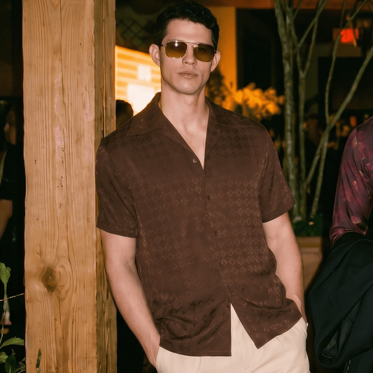 An Intricate-Weave Viscose Jacquard Cuban Shirt| The Privé Edition