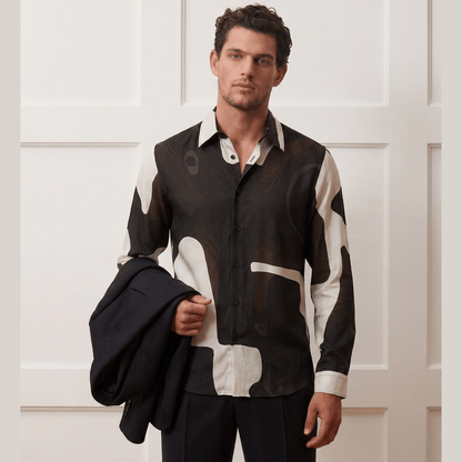 Cotton satin abstract motif Shirt| The Matinee Edition