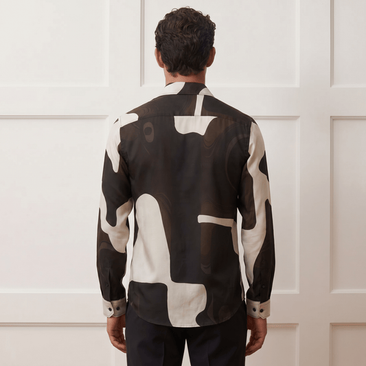 Cotton satin abstract motif Shirt| The Matinee Edition