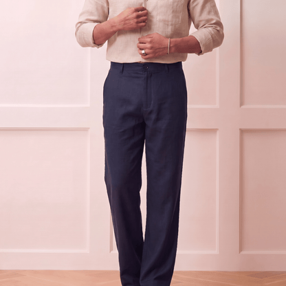 Sculpted Ease: The Fluid Lyocell-Linen Trouser| The Privé Edition