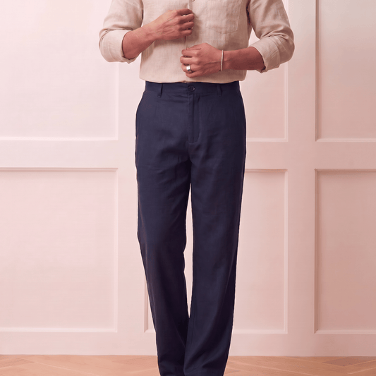 Sculpted Ease: The Fluid Lyocell-Linen Trouser| The Privé Edition