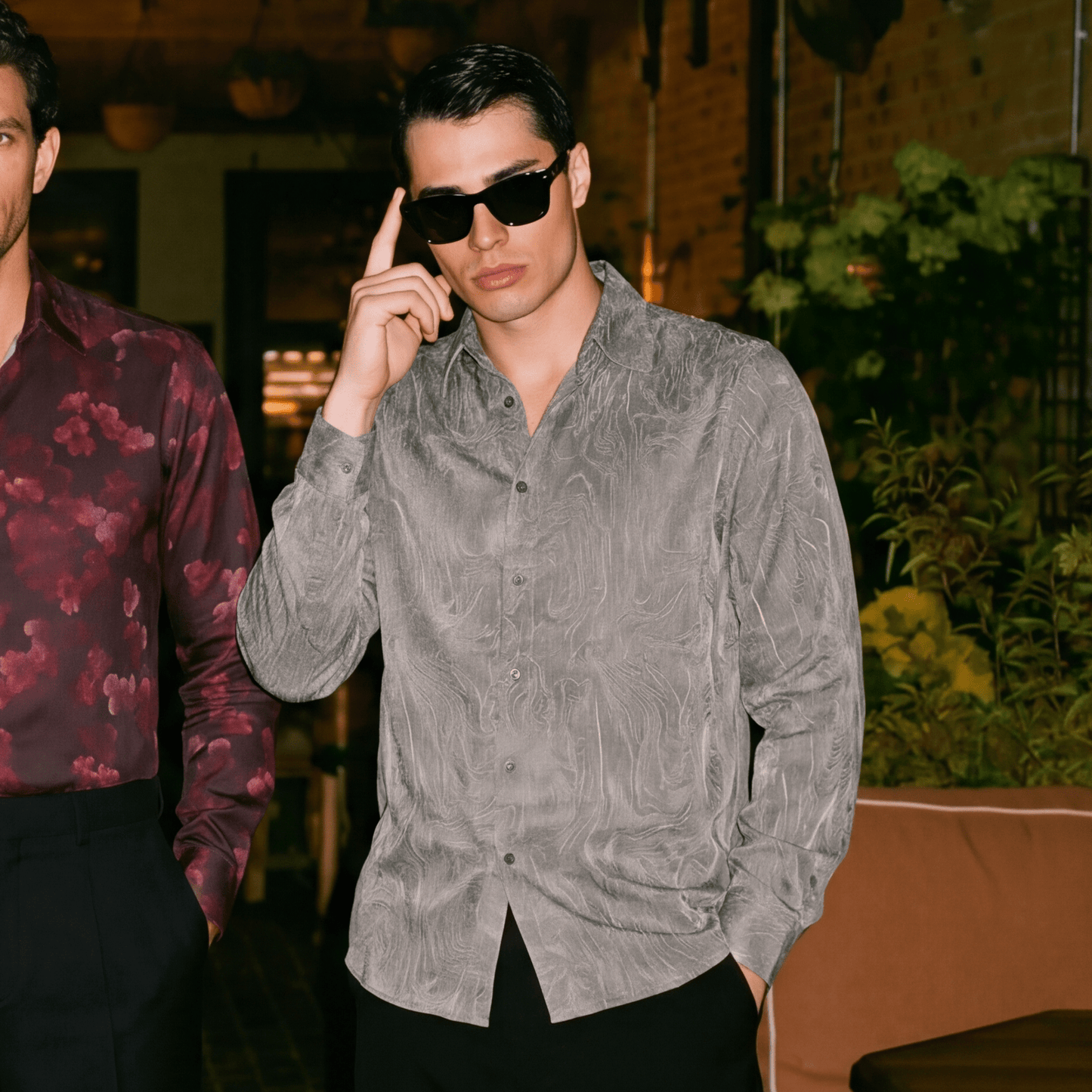 An Intricate-Weave Lustrous Viscose Jacquard Shirt| The Privé Edition