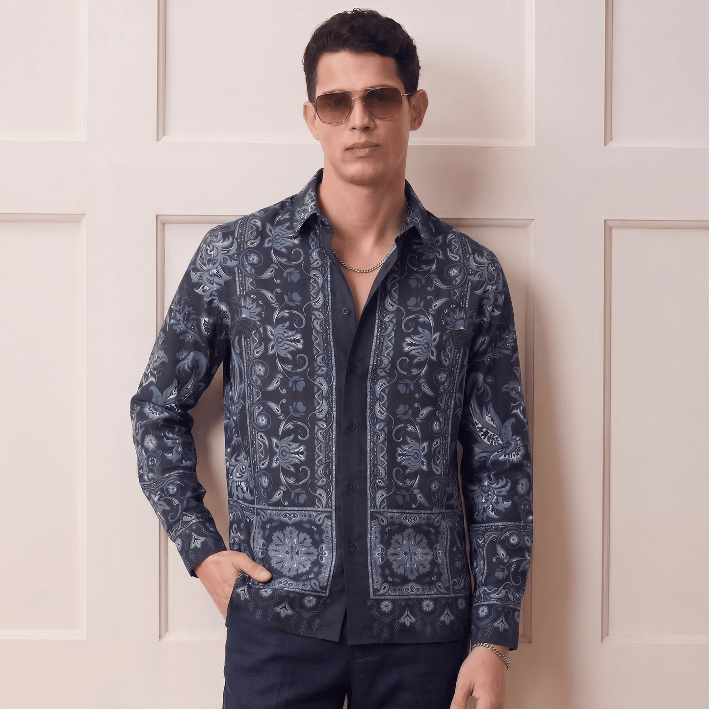 Cotton satin paisley motif Shirt| The Matinee Edition