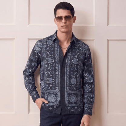 Cotton satin paisley motif Shirt| The Matinee Edition