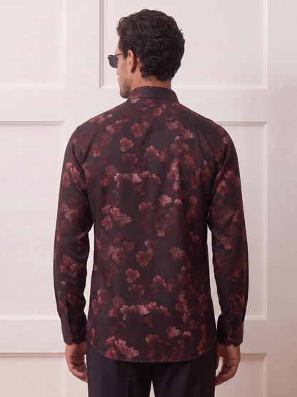 Midnight Rose: A Fluid Viscose-Satin Evening Shirt| The Privé Edition