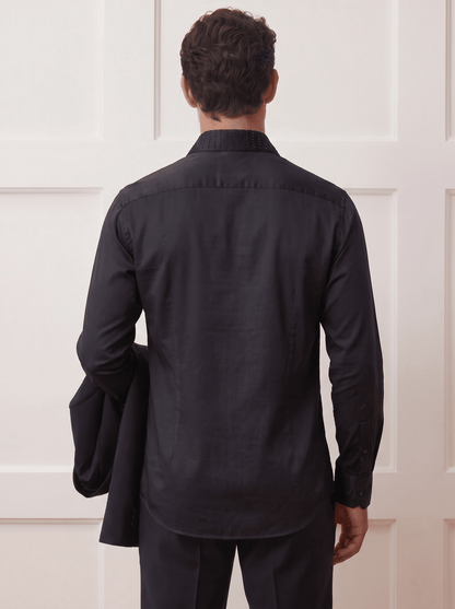 Embellished Modal Shirt With Fluid Drape | The Gala Edition