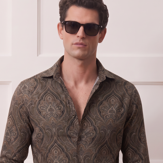 Paisley Shirt Deep Olive green