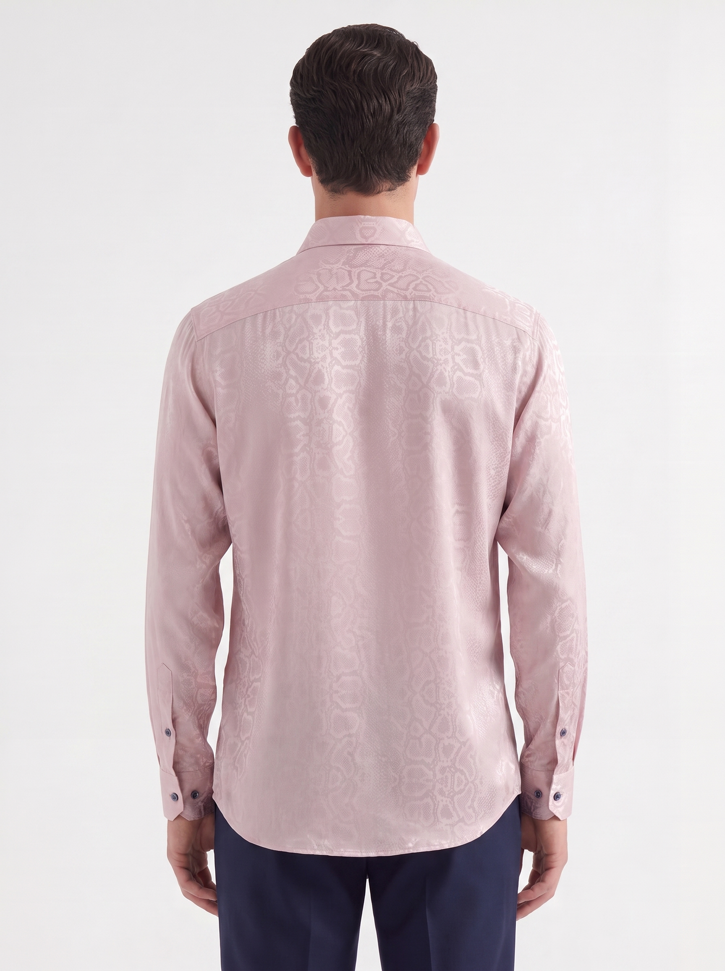 Lustrous Pink Viscose Jacquard Shirt| The Privé Edition