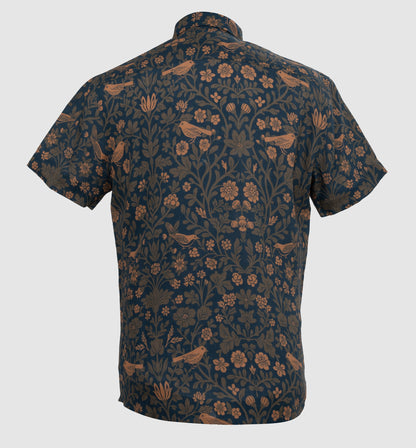 Garden print mens shirt Pure linen for Resort