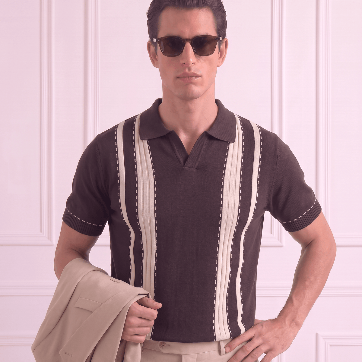 Textured Slim Fit Flat Knit Polo: The Matinée Edition