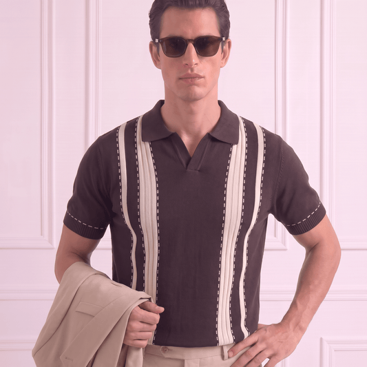 Textured Slim Fit Flat Knit Polo: The Matinée Edition