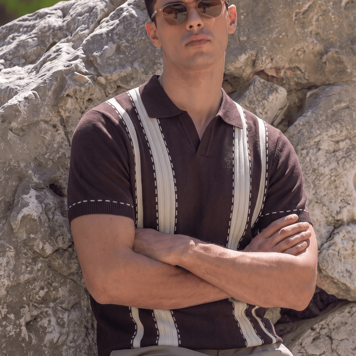 Textured Slim Fit Flat Knit Polo: The Matinée Edition