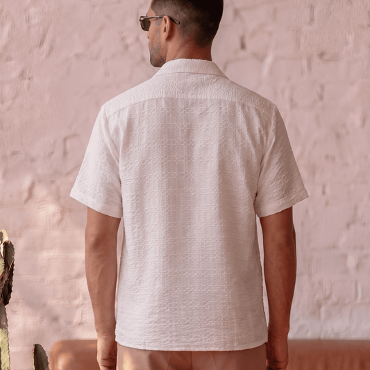 Textural Jacquard: A Relaxed Cuban Collar Shirt| The Matinee Edition