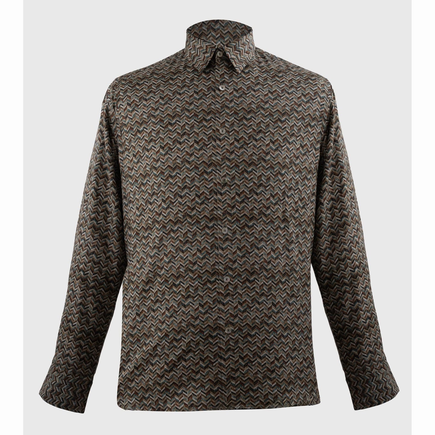 Flat lay of men's fluid cool-touch chevron motif viscose shirt