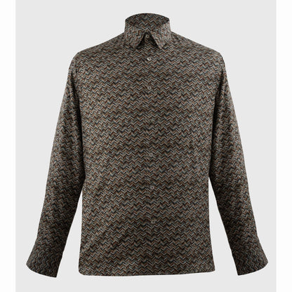 Flat lay of men's fluid cool-touch chevron motif viscose shirt